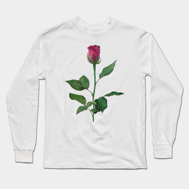 Watercolor rose Long Sleeve T-Shirt by RosanneCreates